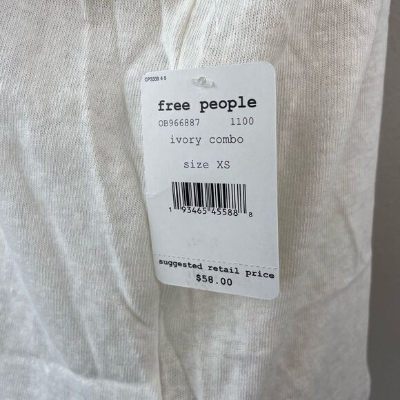 NWT Free People White T-Shirt Size XS - Picture 5 of 7